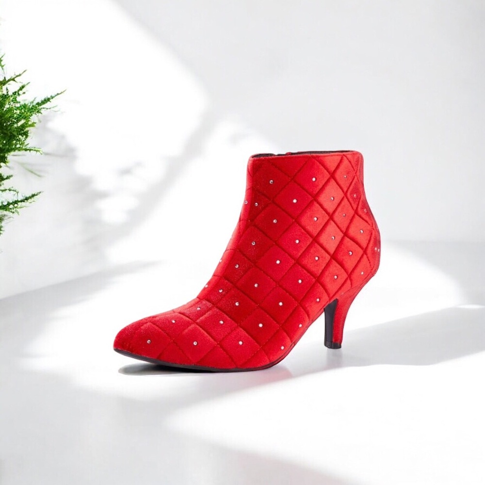 Red Rhinestone Booties
